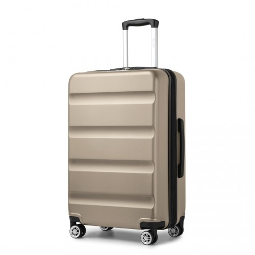 KSK2482 - Kono 3-Piece Horizontal Engraved Hard Shell ABS+PC Suitcase with TSA Lock - Gold