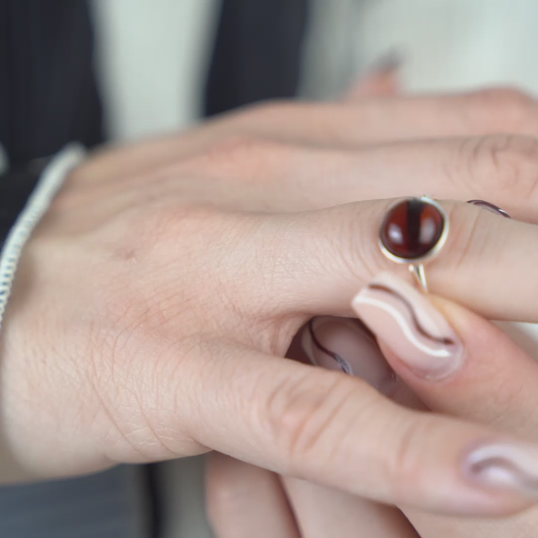 ESSENTIALS Cherry Red Amber Solitaire Ring