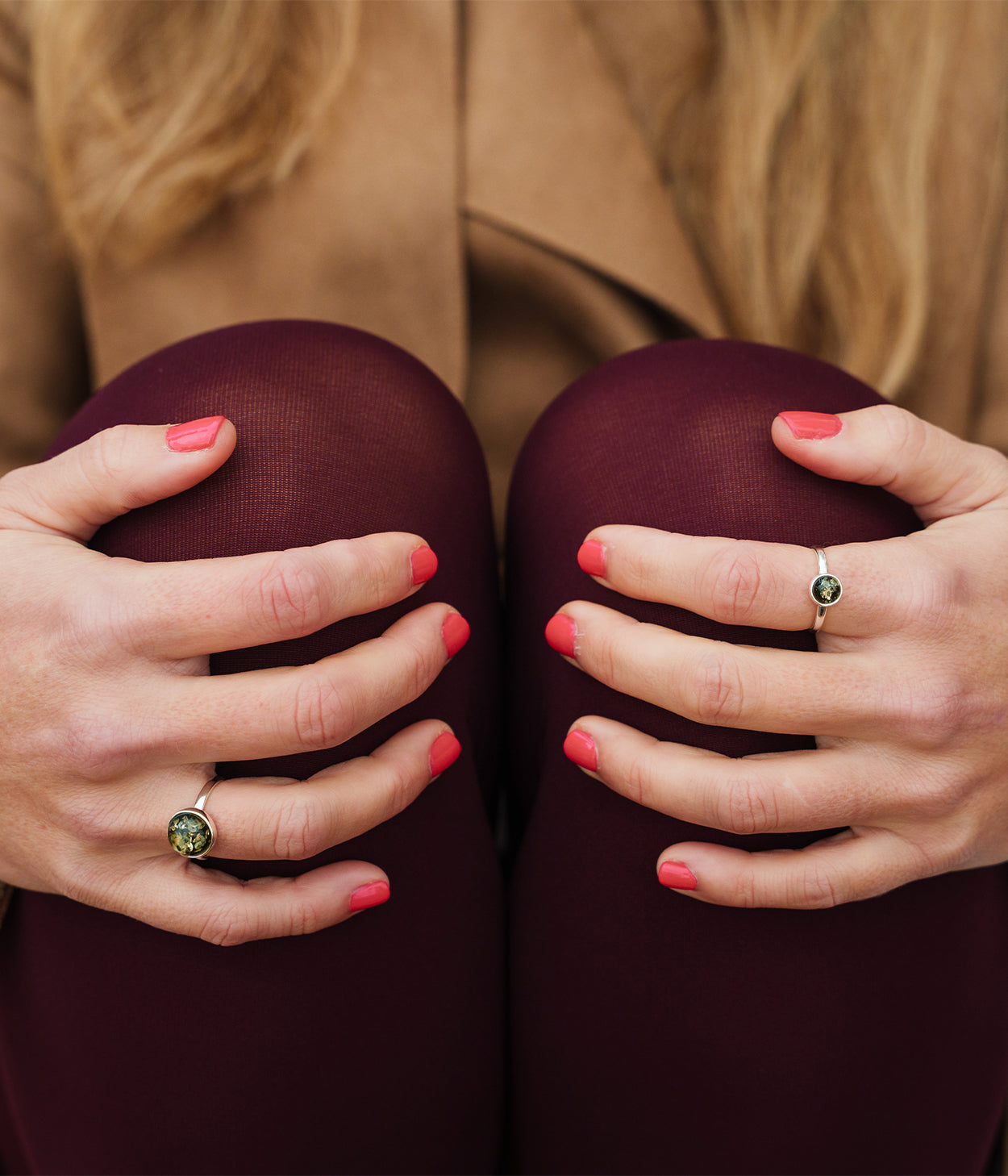 ESSENTIALS Green Amber Solitaire Ring