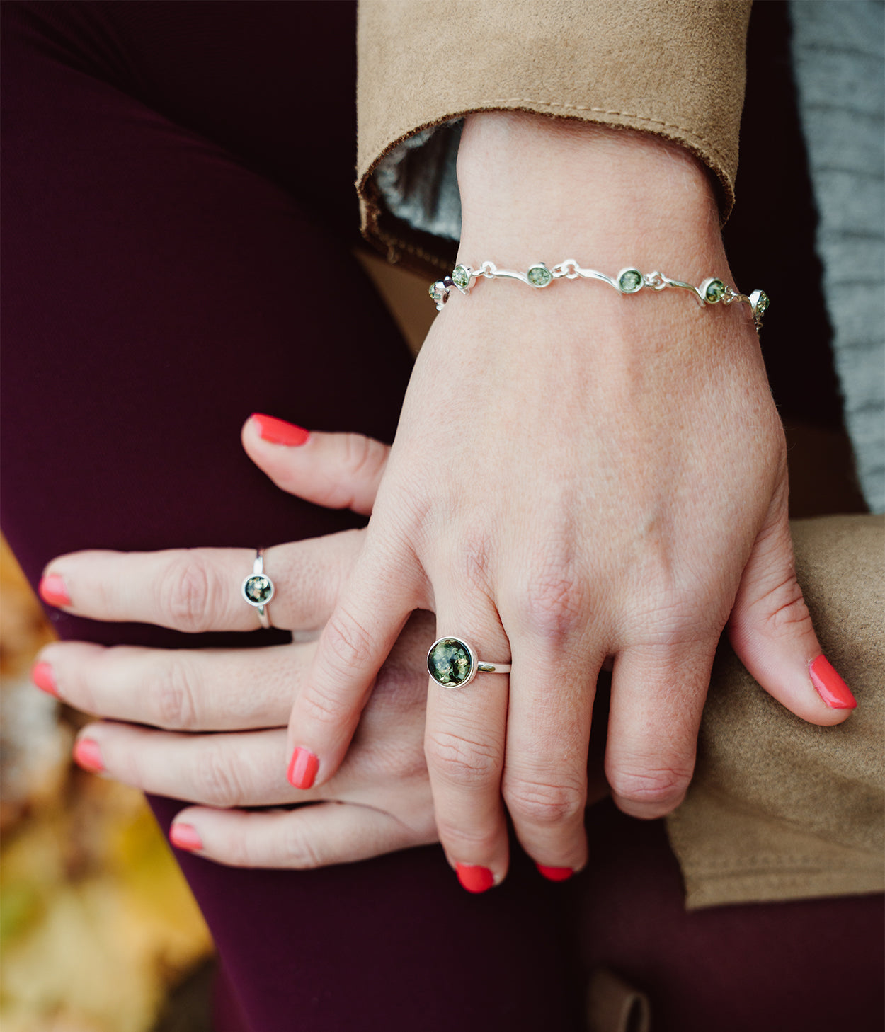 Minimal Green Amber Bracelet