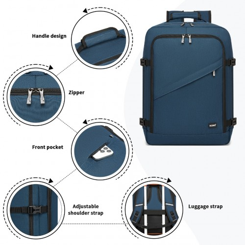 Kono Multi-purpose Business Backpack - Fits 15.6" Laptop, Ideal for Work, Travel & Commute - Navy