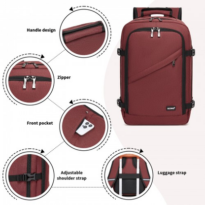 Kono Multi-purpose Business Carry-On Backpack–Fits 15.6" Laptop, Ideal for Work, Travel & Daily Commute - Burgundy