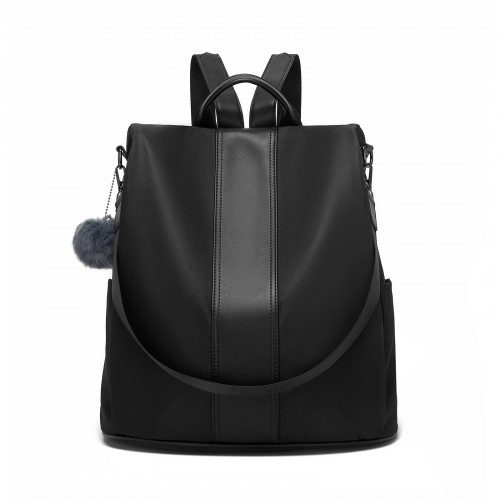 Miss Lulu Stylish Anti-Theft Convertible Backpack - Black | Spacious & Secure for Commuting & Daily Use