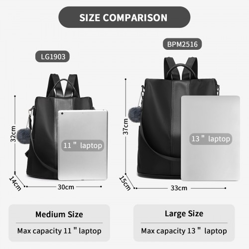 Miss Lulu Stylish Anti-Theft Convertible Backpack - Black | Spacious & Secure for Commuting & Daily Use