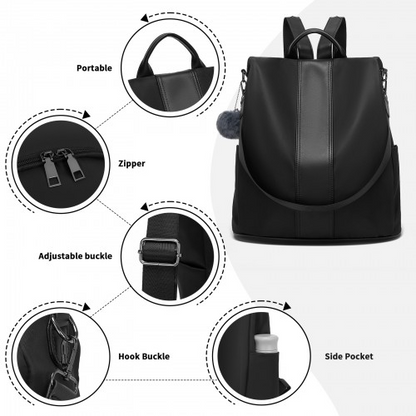 Miss Lulu Stylish Anti-Theft Convertible Backpack - Black | Spacious & Secure for Commuting & Daily Use