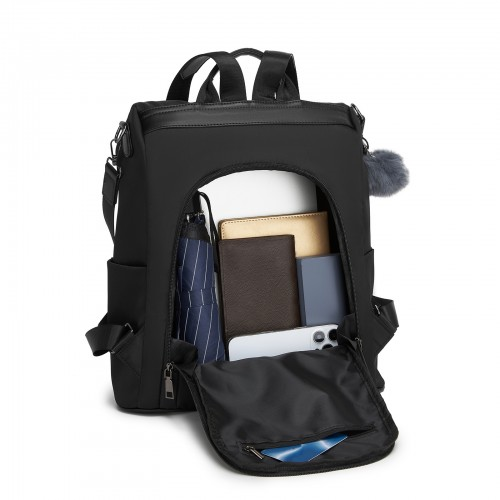 Miss Lulu Stylish Anti-Theft Convertible Backpack - Black | Spacious & Secure for Commuting & Daily Use