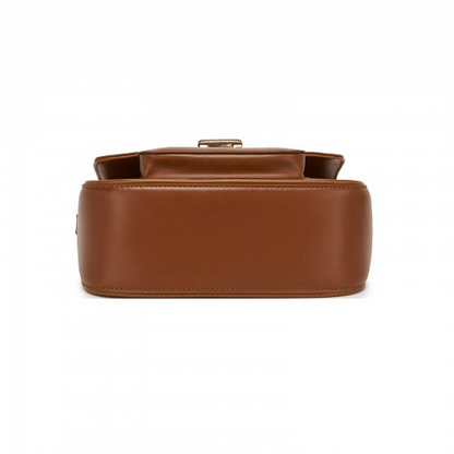 Miss Lulu Chic Fashion PU Crossbody Shoulder Bag with Detachable Woven Strap - Brown