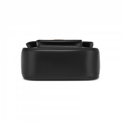 Miss Lulu Chic Fashion PU Crossbody Shoulder Bag with Detachable Woven Strap - Black