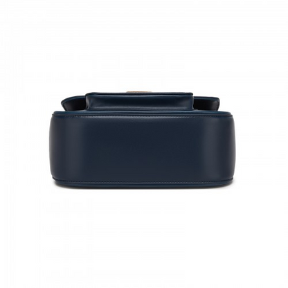 Miss Lulu Chic Fashion PU Crossbody Shoulder Bag with Detachable Woven Strap - Navy