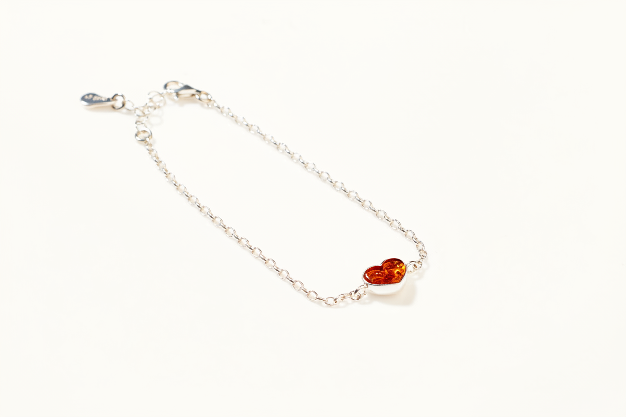 Reversible Dainty Amber Heart Bracelet