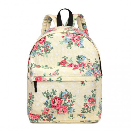 Miss Lulu Large Backpack - Flower Polka Dot Beige | Stylish & Durable