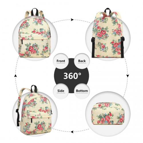 Miss Lulu Large Backpack - Flower Polka Dot Beige | Stylish & Durable