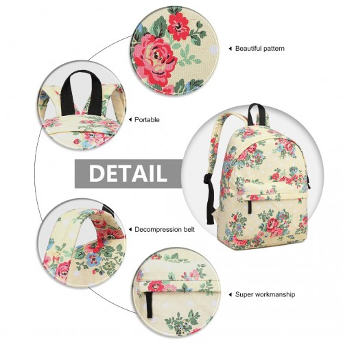 Miss Lulu Large Backpack - Flower Polka Dot Beige | Stylish & Durable