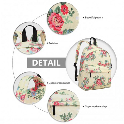 Miss Lulu Large Backpack - Flower Polka Dot Beige | Stylish & Durable