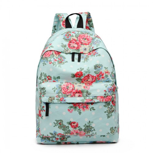 Miss Lulu Large Light Blue Flower Polka Dot Backpack - Stylish & Durable