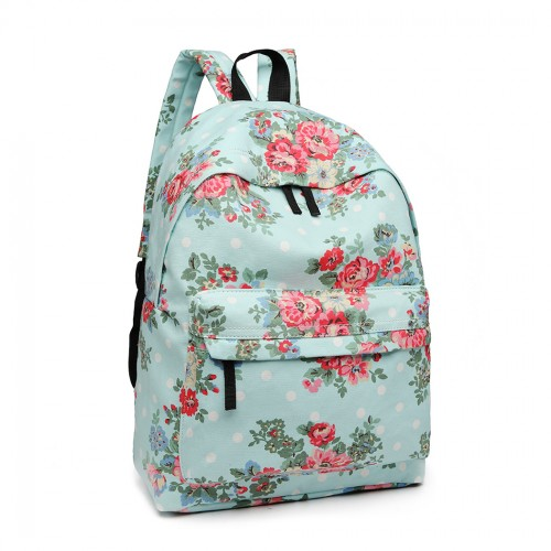Miss Lulu Large Light Blue Flower Polka Dot Backpack - Stylish & Durable