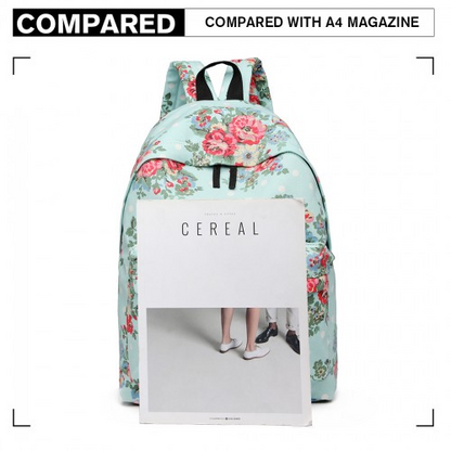 Miss Lulu Large Light Blue Flower Polka Dot Backpack - Stylish & Durable