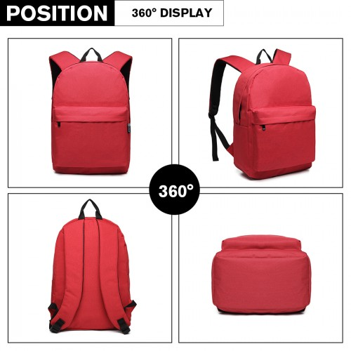Kono Durable Polyester Everyday Backpack With Sleek Design - Red | Perfect for Daily Use