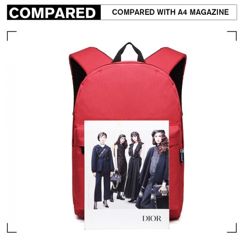 Kono Durable Polyester Everyday Backpack With Sleek Design - Red | Perfect for Daily Use