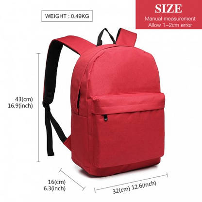 Kono Durable Polyester Everyday Backpack With Sleek Design - Red | Perfect for Daily Use