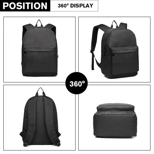 Kono Durable Polyester Everyday Backpack - Sleek Design, Black