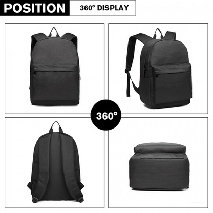 Kono Durable Polyester Everyday Backpack - Sleek Design, Black