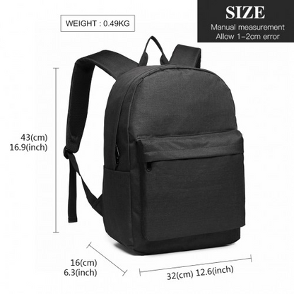 Kono Durable Polyester Everyday Backpack - Sleek Design, Black