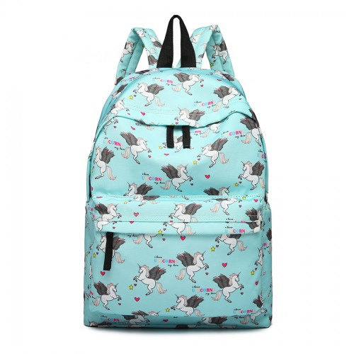 Miss Lulu Large Backpack Unicorn Print - Blue | Multifunctional Unisex Bag