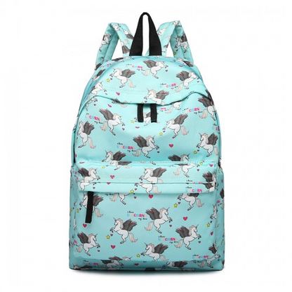 Miss Lulu Large Backpack Unicorn Print - Blue | Multifunctional Unisex Bag