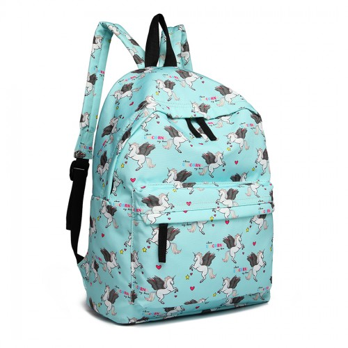 Miss Lulu Large Backpack Unicorn Print - Blue | Multifunctional Unisex Bag