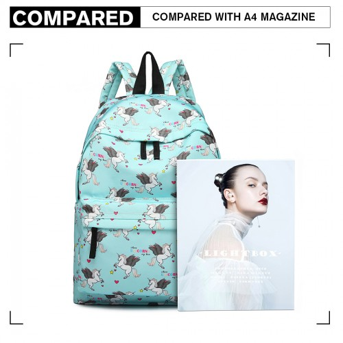 Miss Lulu Large Backpack Unicorn Print - Blue | Multifunctional Unisex Bag
