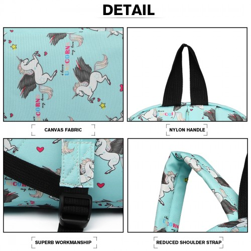 Miss Lulu Large Backpack Unicorn Print - Blue | Multifunctional Unisex Bag