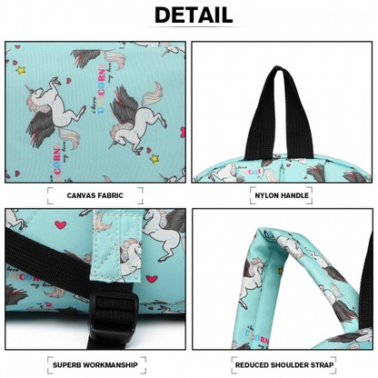 Miss Lulu Large Backpack Unicorn Print - Blue | Multifunctional Unisex Bag