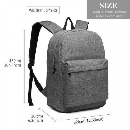 Kono Durable Polyester Everyday Backpack With Sleek Design - Grey