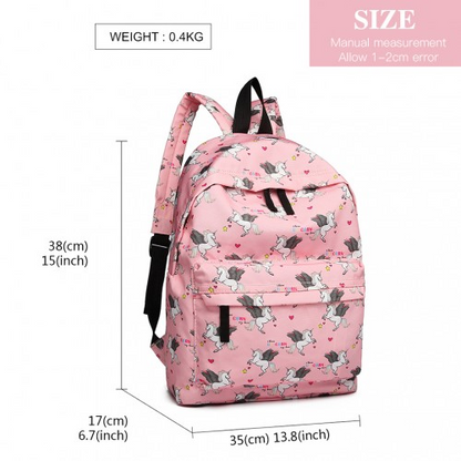 Miss Lulu Large Pink Unicorn Print Backpack - Stylish & Versatile
