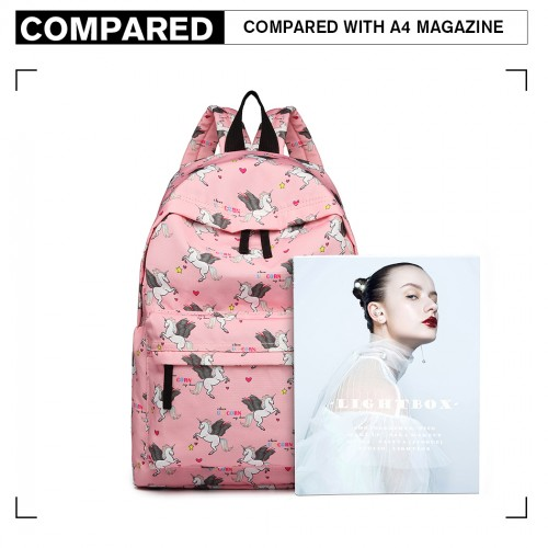 Miss Lulu Large Pink Unicorn Print Backpack - Stylish & Versatile