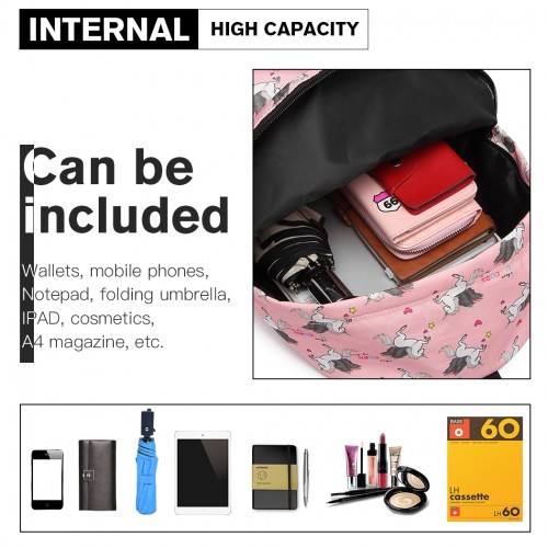 Miss Lulu Large Pink Unicorn Print Backpack - Stylish & Versatile