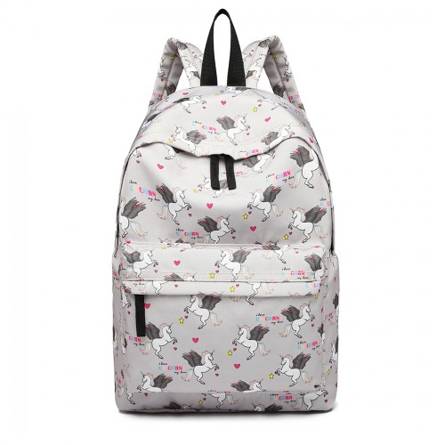 Miss Lulu Large Backpack with Unicorn Print - Grey | Classic and Versatile Backpack