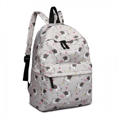 Miss Lulu Large Backpack with Unicorn Print - Grey | Classic and Versatile Backpack