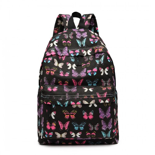 Miss Lulu Large Butterfly Backpack in Black - Stylish & Functional