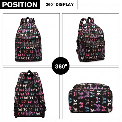 Miss Lulu Large Butterfly Backpack in Black - Stylish & Functional