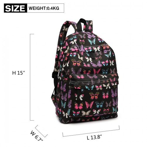 Miss Lulu Large Butterfly Backpack in Black - Stylish & Functional