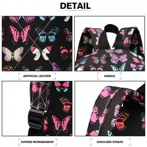 Miss Lulu Large Butterfly Backpack in Black - Stylish & Functional