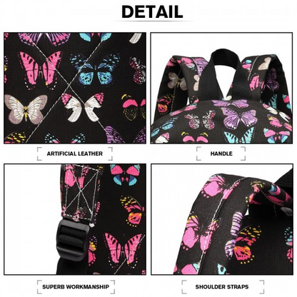 Miss Lulu Large Butterfly Backpack in Black - Stylish & Functional