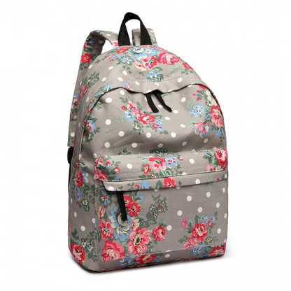 Miss Lulu Large Backpack Flower Polka Dot - Grey | Stylish & Durable
