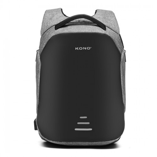 KONO Reflective USB Charging Interface Backpack - Grey | Durable & Stylish Travel Companion