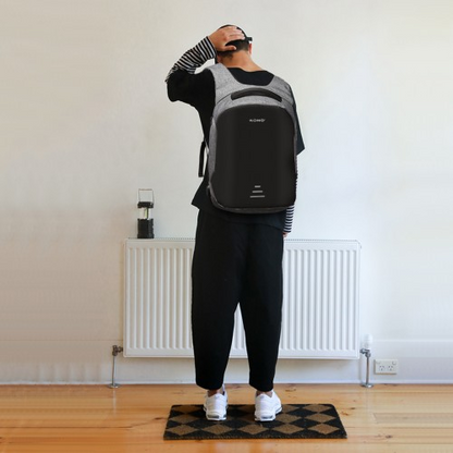 KONO Reflective USB Charging Interface Backpack - Grey | Durable & Stylish Travel Companion