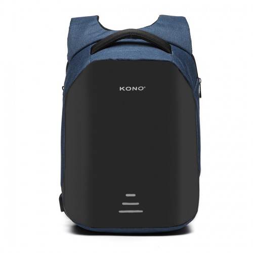 KONO Reflective USB Charging Interface Backpack - Navy | Stylish & Functional Travel Companion