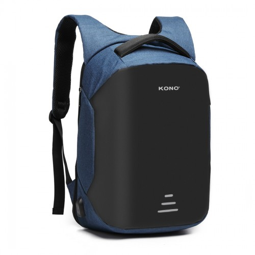 KONO Reflective USB Charging Interface Backpack - Navy | Stylish & Functional Travel Companion