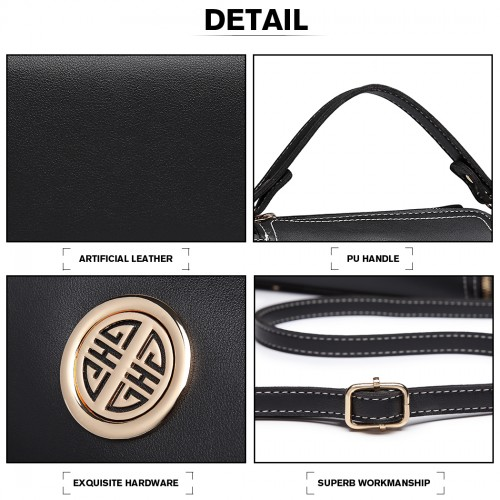 Miss Lulu Leather Look Dual Zipped Handbag - Black | Elegant & Versatile